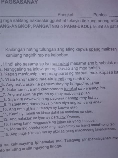 Choices: (Pang-angkop, Pangatnig o Pang-ukol). - Brainly.ph