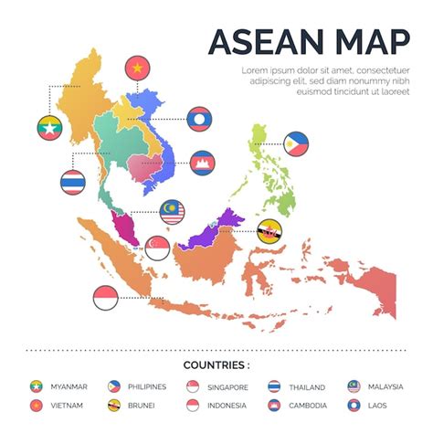 Free Vector | Asean association countries map