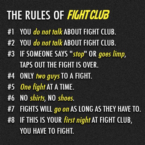 Fight club quotes, Fight club rules, Fight club