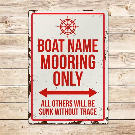 Custom Boat Mooring Sign Funny Personalised Narrowboat Fishing Sailing ...