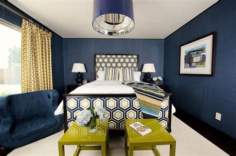 Blue and Gold Bedrooms - Contemporary - Bedroom | Blue and gold bedroom, Navy blue bedrooms, Oak ...