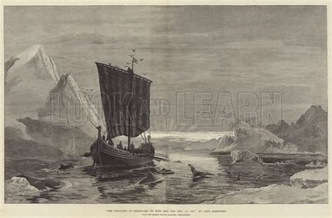 The Discovery of Greenland by King Eric the Red, AD 983 stock image ...