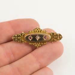 Antiques Atlas - Victorian Ruby & Diamond Brooch Pin 9Ct Gold