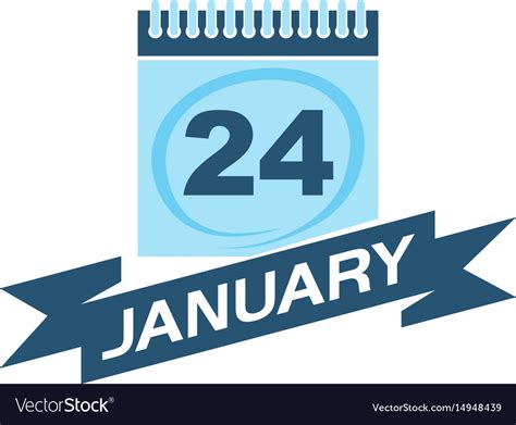 24 january calendar with ribbon Royalty Free Vector Image