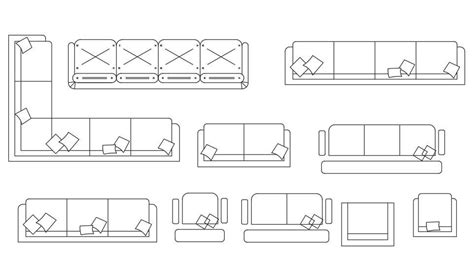 Different types of 2d Livingroom Sofa design Autocad furniture drawing ...