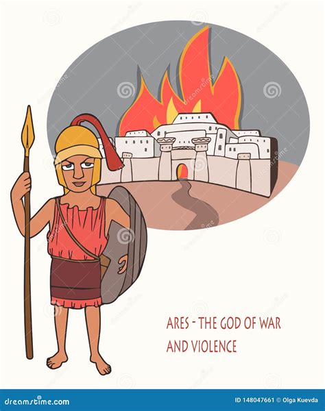 Ares the God of War and Violence Cartoon Stock Vector - Illustration of cruelty, cartoon: 148047661