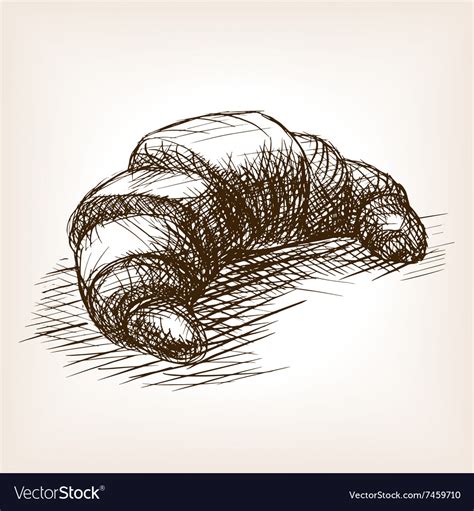 Croissant sketch style Royalty Free Vector Image