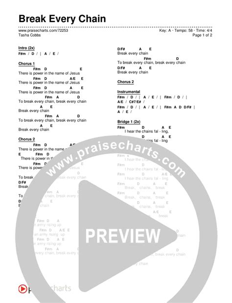 Break Every Chain Chords PDF (Tasha Cobbs Leonard) - PraiseCharts