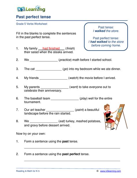 Past Perfect Tense Grade 5 Worksheets - Printable Worksheets