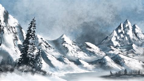 PROCREATE IPAD PRO LANDSCAPE DRAWING - How i draw with iPad Pro Snowy ...