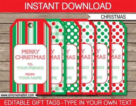 Christmas Gift Tags Printable Editable