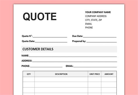 Quote Template Quote Form Editable PDF/ Microsoft Word/ Excel Job ...