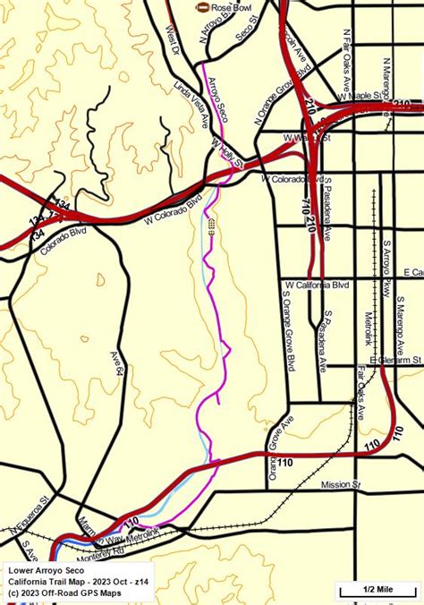 Lower Arroyo Seco - California Trail Map