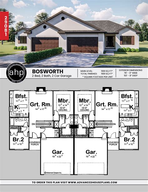 Multifamily House Plans - Square Kitchen Layout