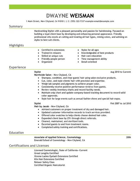 Professional Stylist Resume Examples