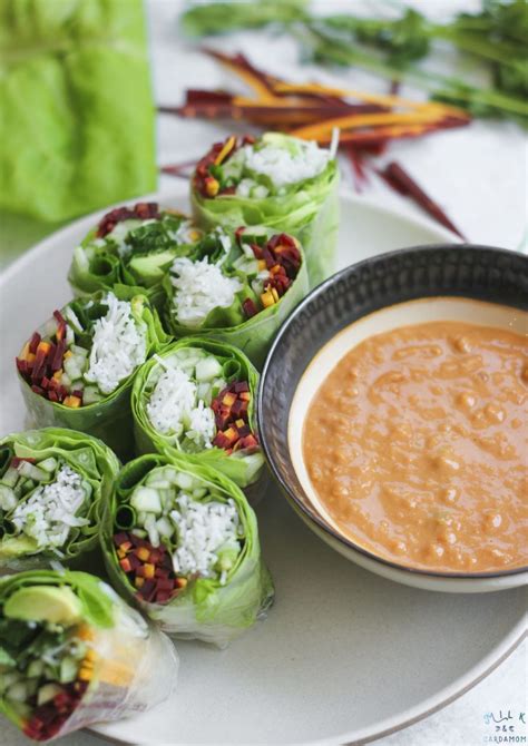 Vegetable Vietnamese Spring Rolls with Peanut Sauce | Milk & Cardamom