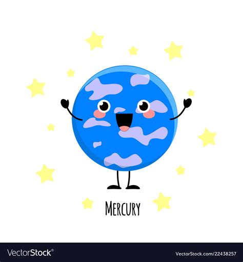 Cute mercury planet kawaii characters vect Vector Image