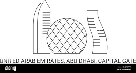 United Arab Emirates, Abu Dhabi, Capital Gate, travel landmark vector ...