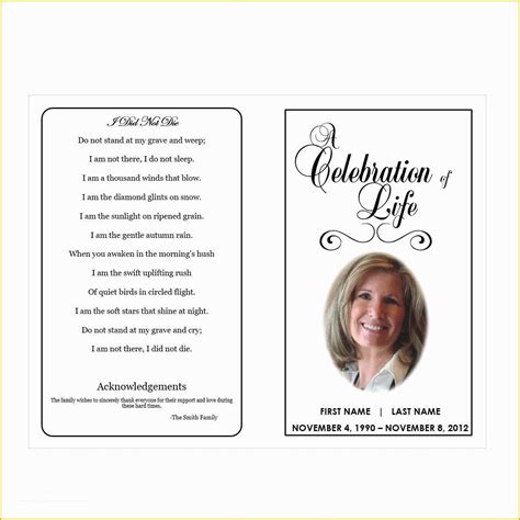 Celebration Of Life Cards Templates Free Of Celebration Of Life Funeral Pamphlets ...