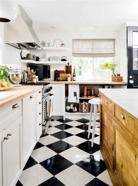 Black And White Checkered Floor Kitchen