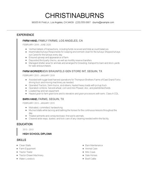 Farm Hand Resume Examples and Tips - Zippia