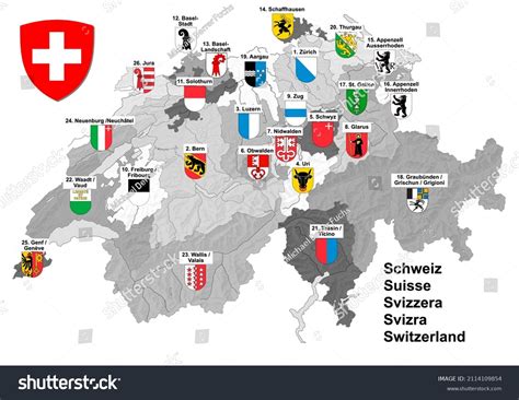 Shape Map Switzerland Black White Border Stock Vector (Royalty Free) 2114109854 | Shutterstock