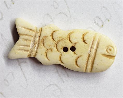 Large Realistic Carved Bone Fish Button 1-5/16 34mm | Etsy in 2021 ...