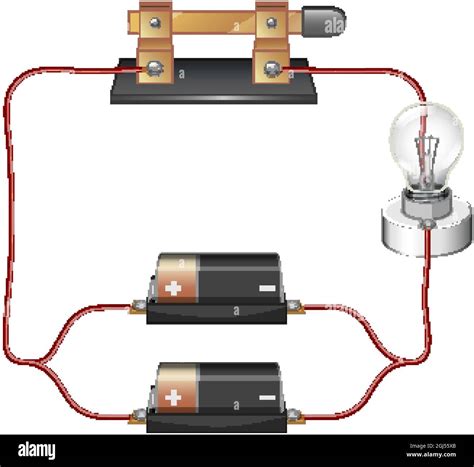 Circuit diagram with battery and lightbulb illustration Stock Vector ...