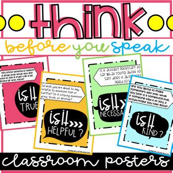 Think Posters: Think Before You Speak Posters - Colorful | TpT