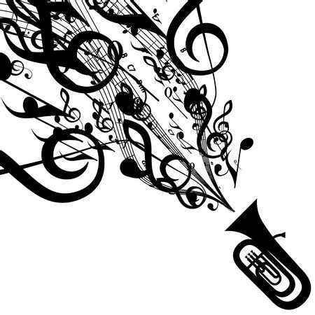 Silhouette of Tuba with Musical Symbolsのイラスト素材 [40030558668] - イメージマート