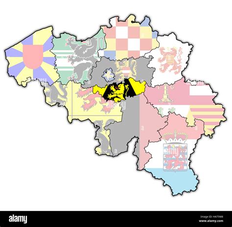 Walloon Brabant on administration map of belgium with flags Stock Photo ...