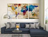 Watercolor World Map Canvas