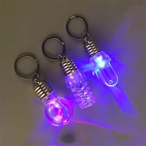 Funny Mini LED Bulb Keychain Colorful Flash Light self defense ...