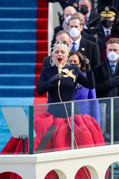 Lady Gaga Sang the National Anthem in a Look From an American Couturier | Vogue