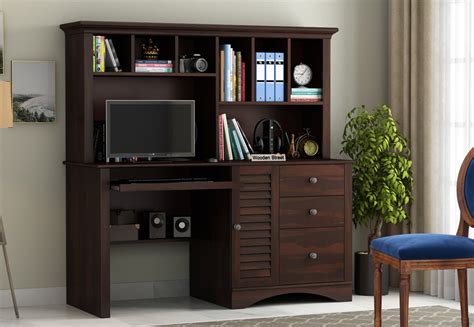 Buy Jerold Study Table with Storage Cabinet and Shelves (Walnut Finish ...