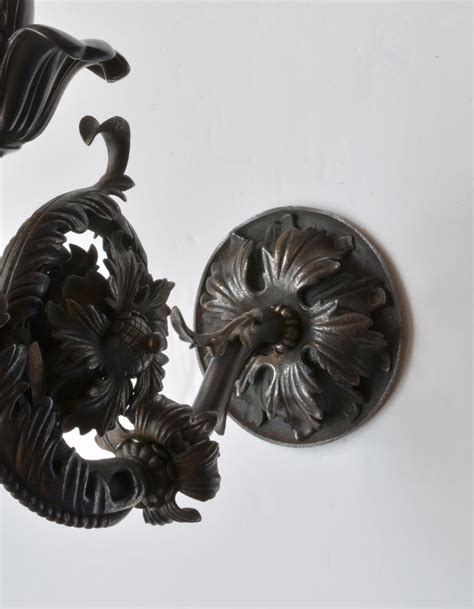 Pair of smaller single branch wrought iron Wall Lights in Renaissance ...