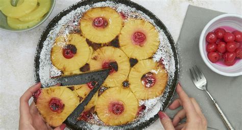 Pineapple cake with cherries