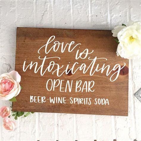 Open Bar Wedding Sign Wood Sign Wooden Bar Sign Rustic Wedding Barn ...