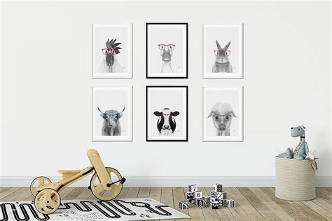 Farm Animal Art Gallery Wall Set Nursery Wall Art Nursery | Etsy