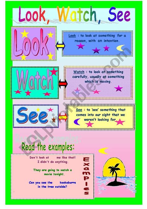 Look, Watch, See - ESL worksheet by demmieb