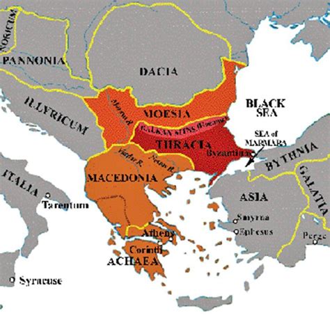 Map of Ancient Thrace - Illustrating Noricum, Pannonia, Illyricum, Dacia, Moesia, Thracia ...