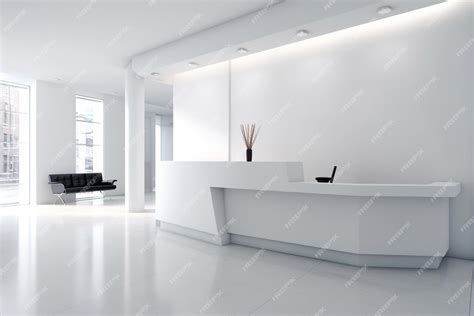 Premium Photo | White reception desk in modern office with white walls