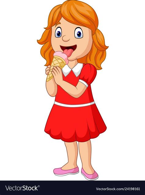 Cartoon little girl eating an ice cream Royalty Free Vector in 2021 | Cartoon, Ice cream cartoon ...