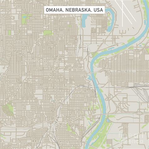 Omaha Nebraska US City Street Map Digital Art by Frank Ramspott - Pixels