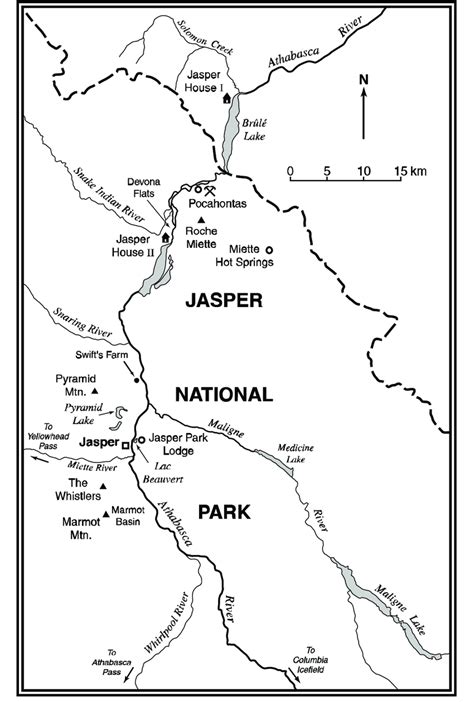 Map of the upper Athabasca River valley, east-central Jasper National ...