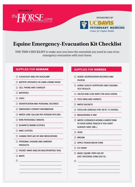 Printable Evacuation Checklist