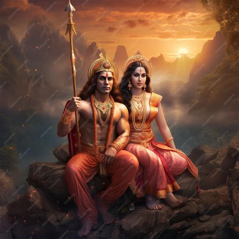 Premium Photo | Illustration of 4k high res photo of Lord Ram sitting with Sita