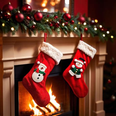 Premium AI Image | christmas stockings on fireplace