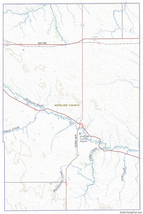 Map of Antelope County, Nebraska - Thong Thai Real