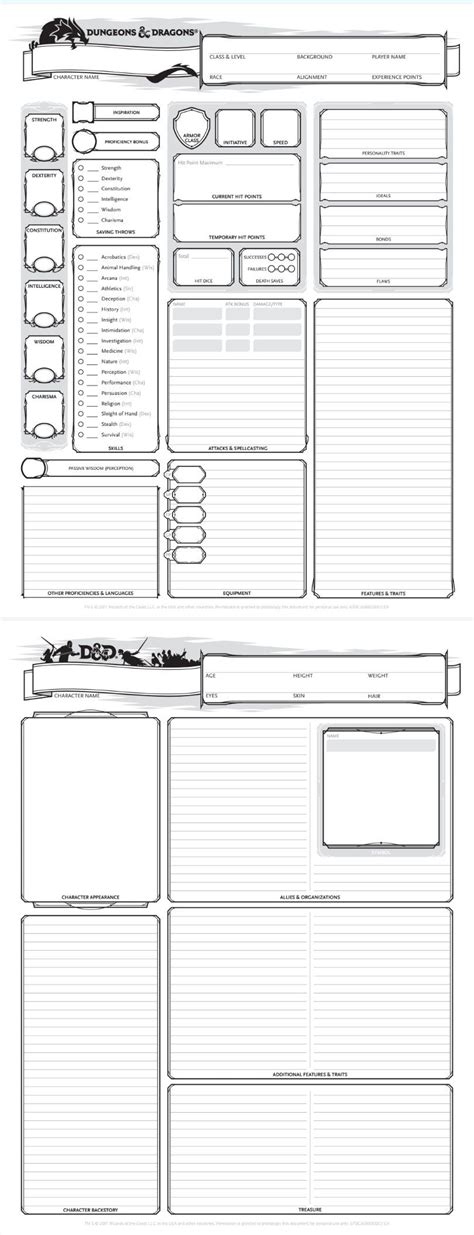 Dungeons And Dragons Character Sheet Printable